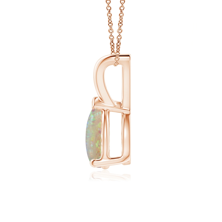 8x6mm AAAA V-Bale Pear-Shaped Opal Solitaire Pendant in Rose Gold side 199