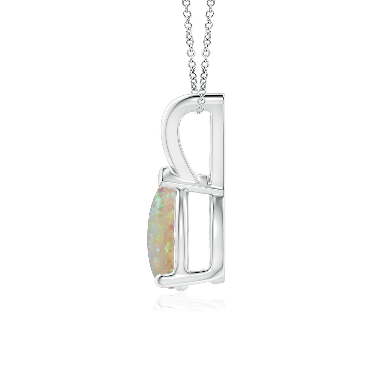 8x6mm AAAA V-Bale Pear-Shaped Opal Solitaire Pendant in White Gold