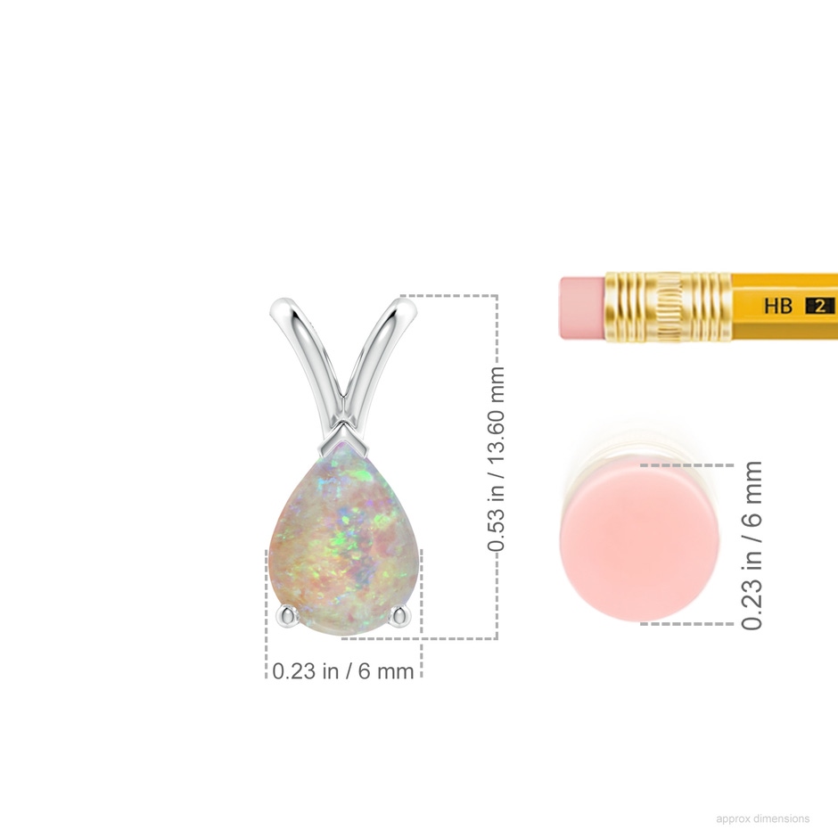 8x6mm AAAA V-Bale Pear-Shaped Opal Solitaire Pendant in White Gold ruler
