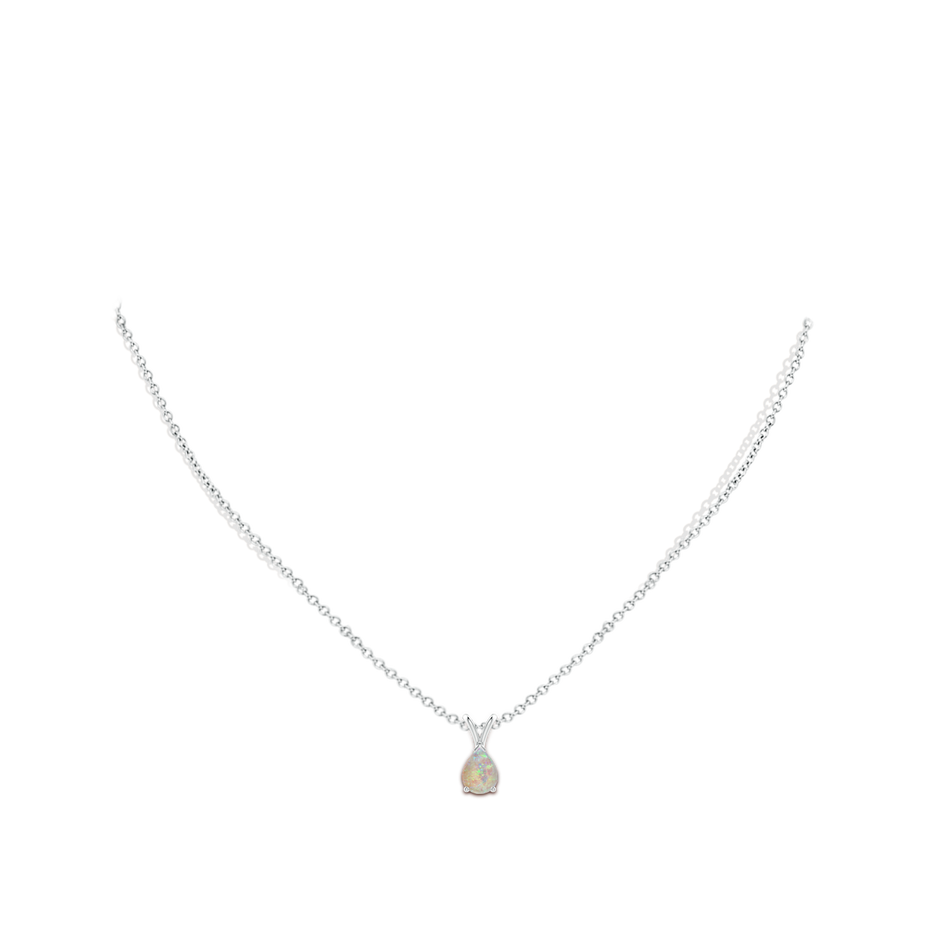 8x6mm AAAA V-Bale Pear-Shaped Opal Solitaire Pendant in White Gold pen