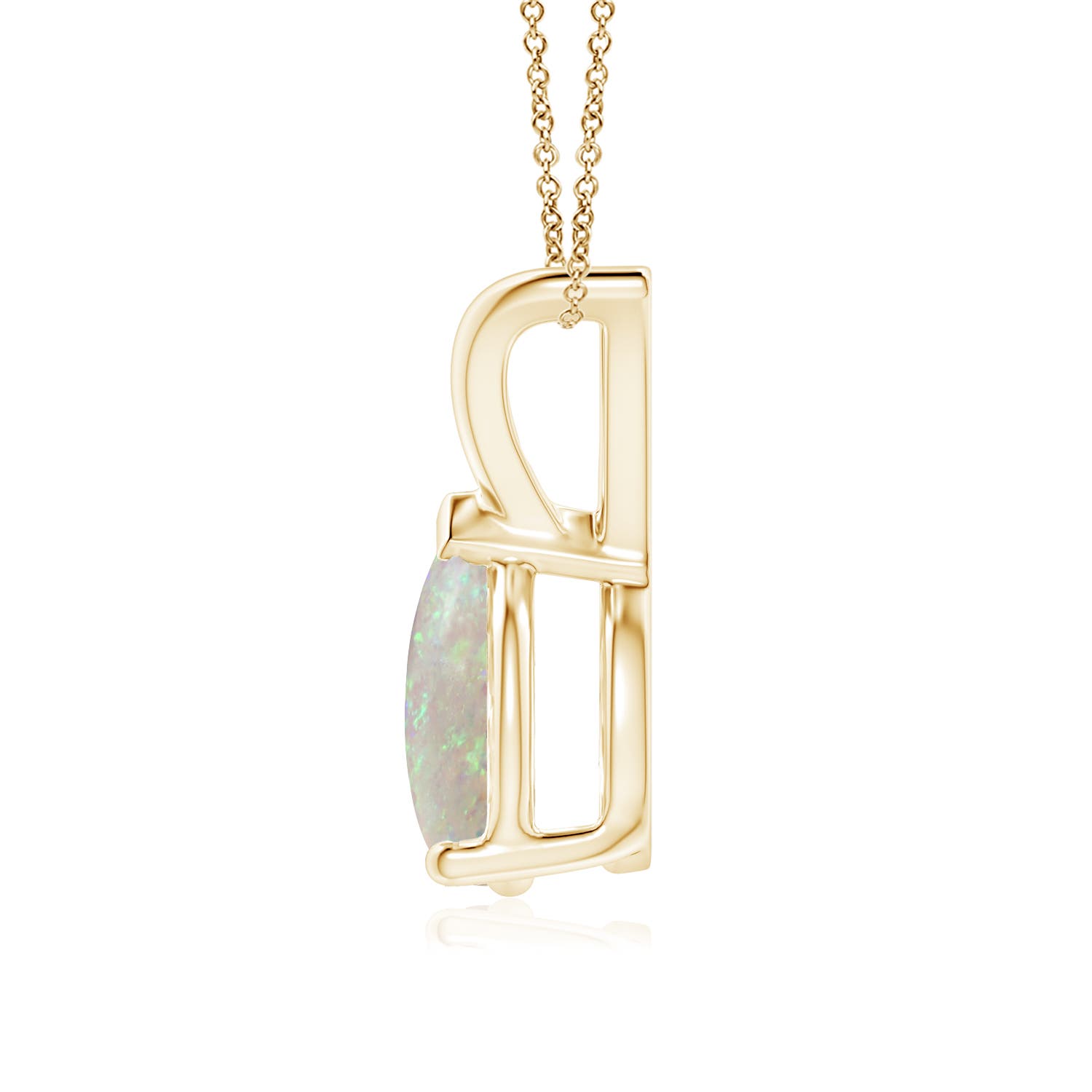 9x7mm AAA V-Bale Pear-Shaped Opal Solitaire Pendant in 18K Yellow Gold