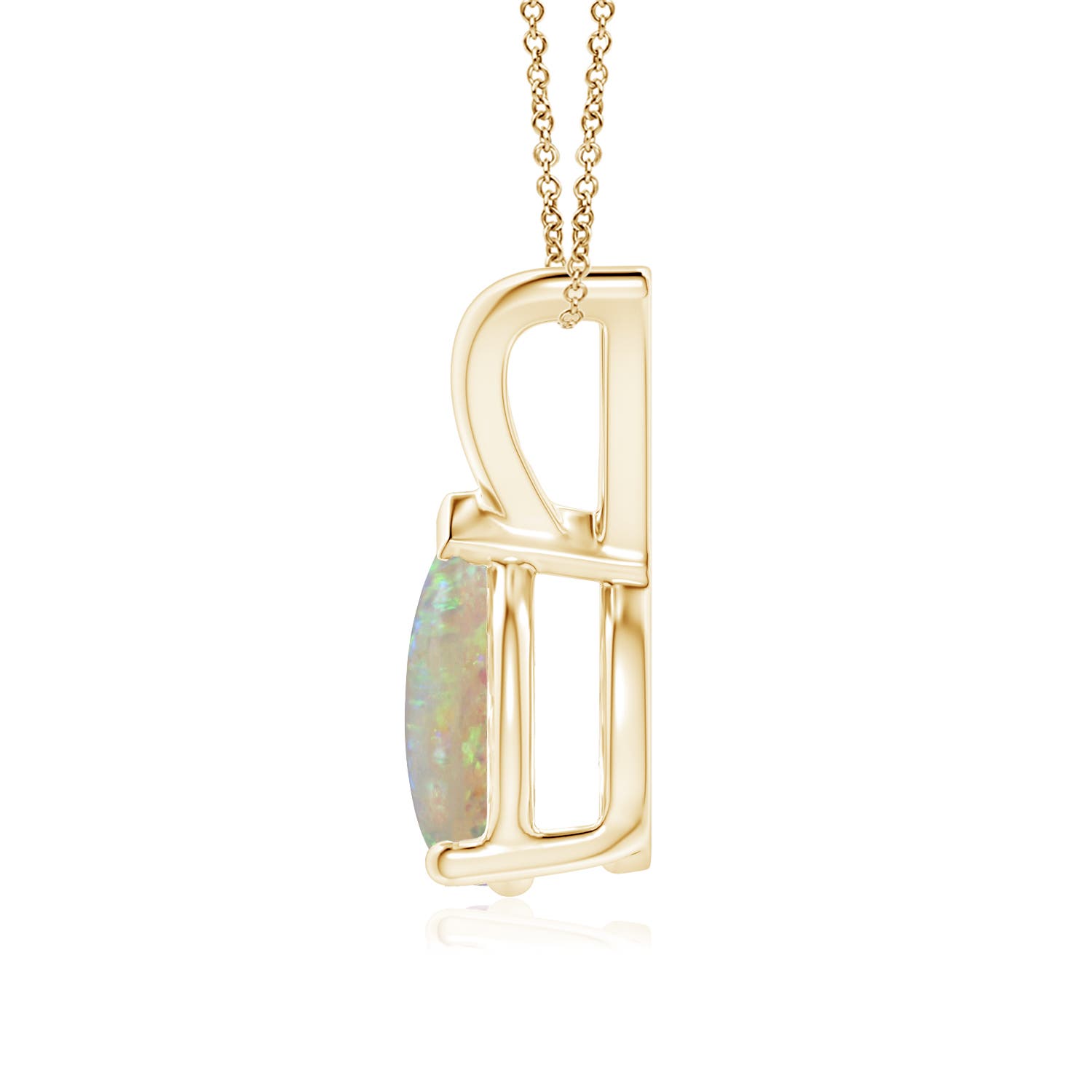 9x7mm AAAA V-Bale Pear-Shaped Opal Solitaire Pendant in 18K Yellow Gold