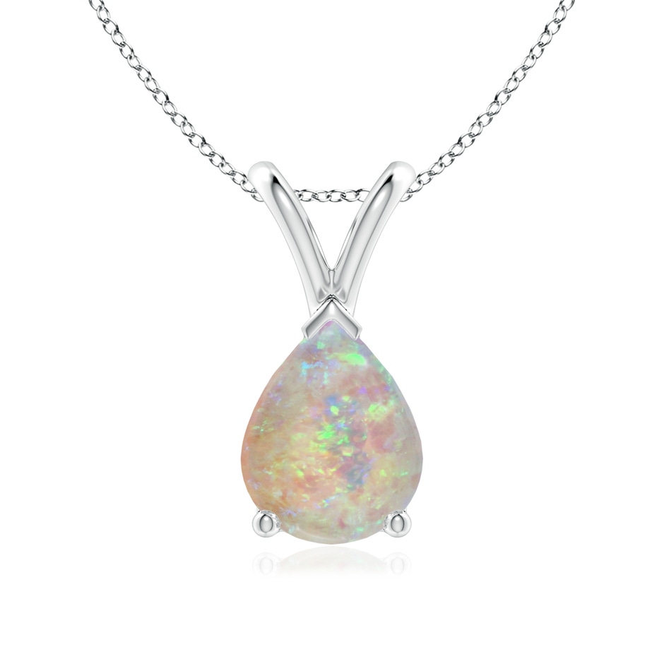 9x7mm AAAA V-Bale Pear-Shaped Opal Solitaire Pendant in White Gold 