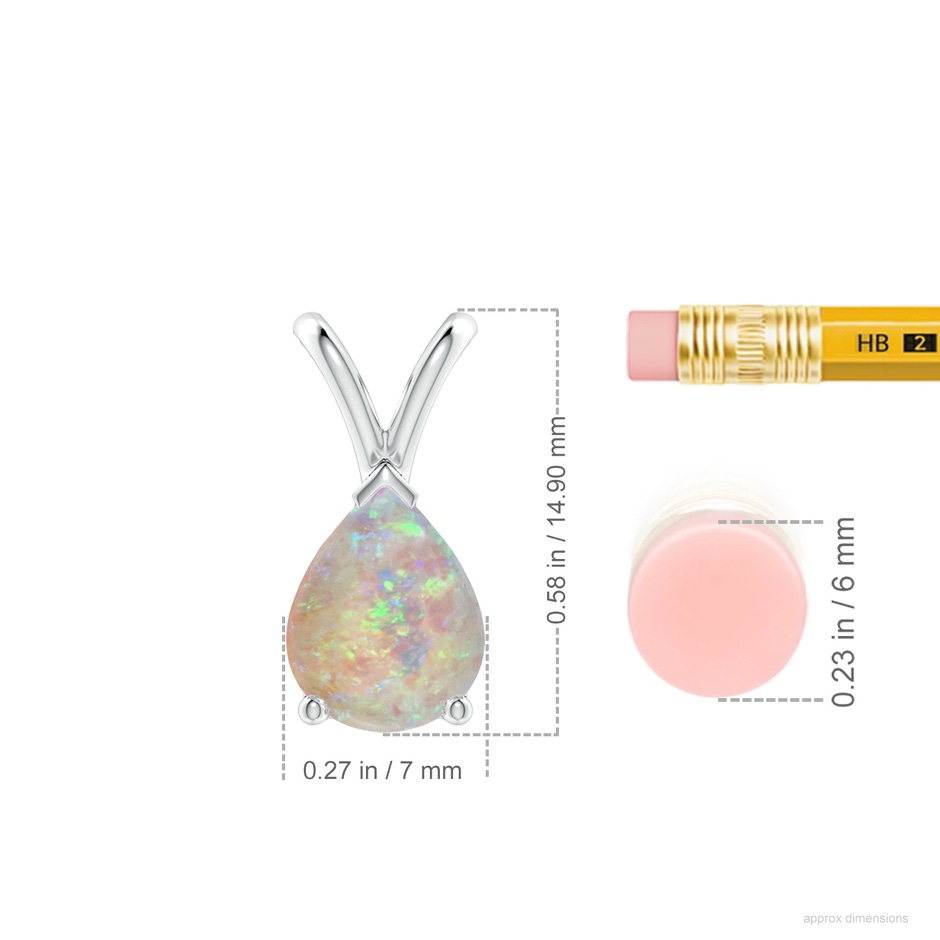 9x7mm AAAA V-Bale Pear-Shaped Opal Solitaire Pendant in White Gold ruler