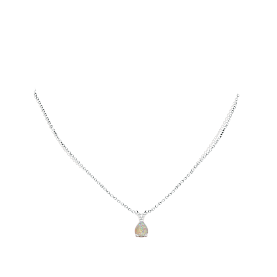 9x7mm AAAA V-Bale Pear-Shaped Opal Solitaire Pendant in White Gold pen