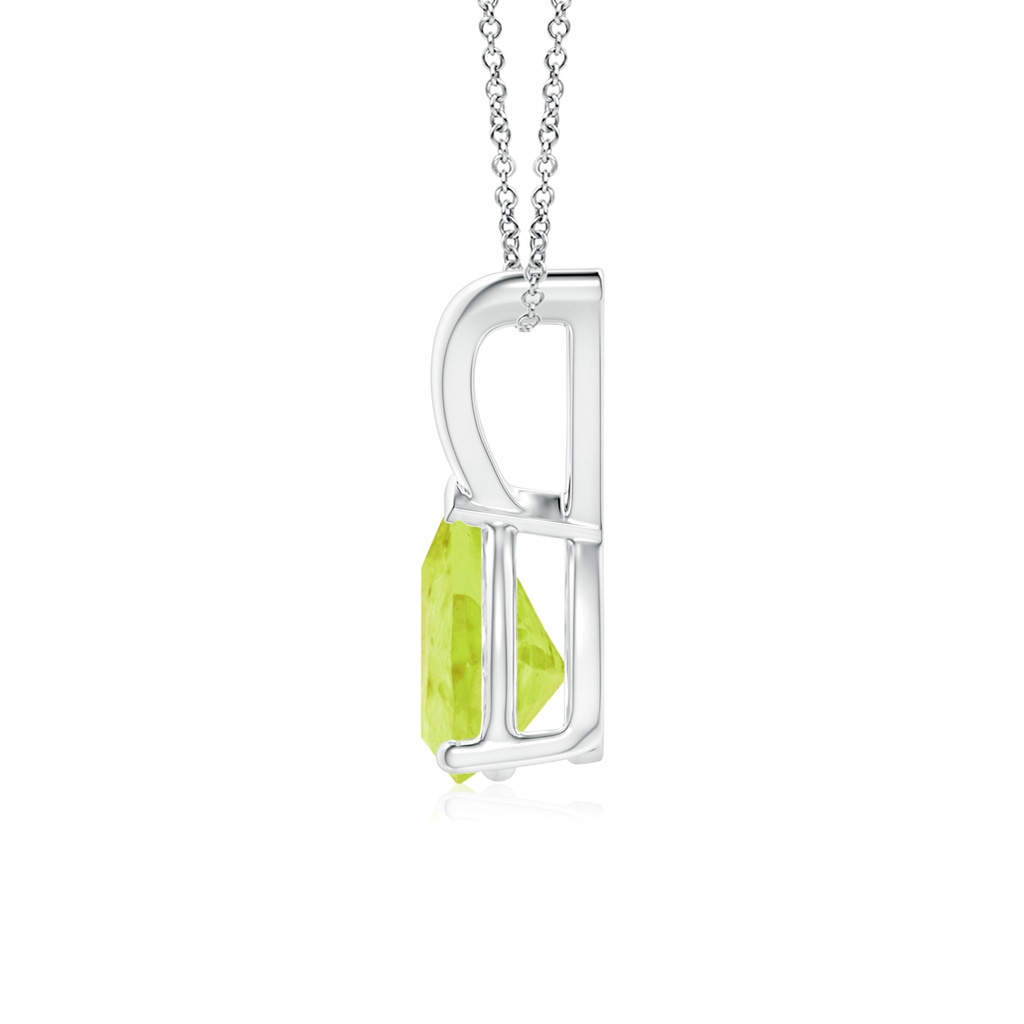 7x5mm A V-Bale Pear-Shaped Peridot Solitaire Pendant in White Gold Side 1