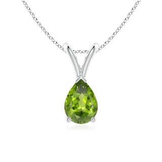 7x5mm AAA V-Bale Pear-Shaped Peridot Solitaire Pendant in S999 Silver