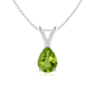 7x5mm AAAA V-Bale Pear-Shaped Peridot Solitaire Pendant in S999 Silver