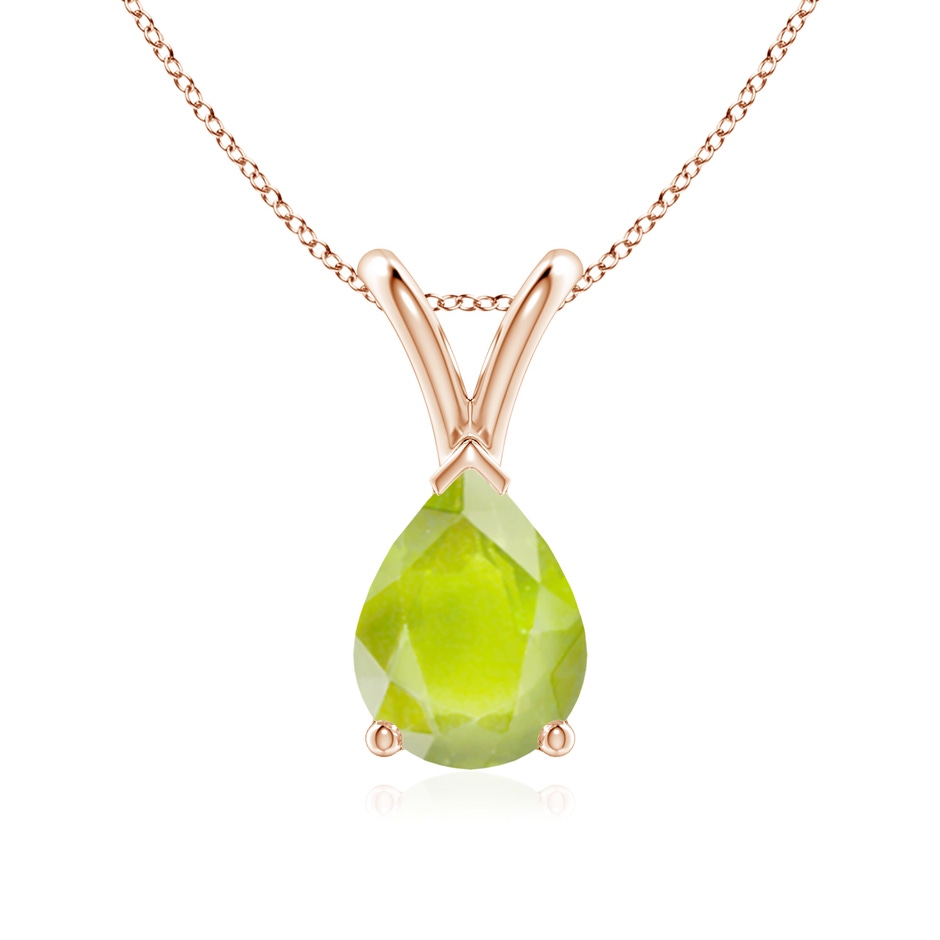 8x6mm A V-Bale Pear-Shaped Peridot Solitaire Pendant in 9K Rose Gold 