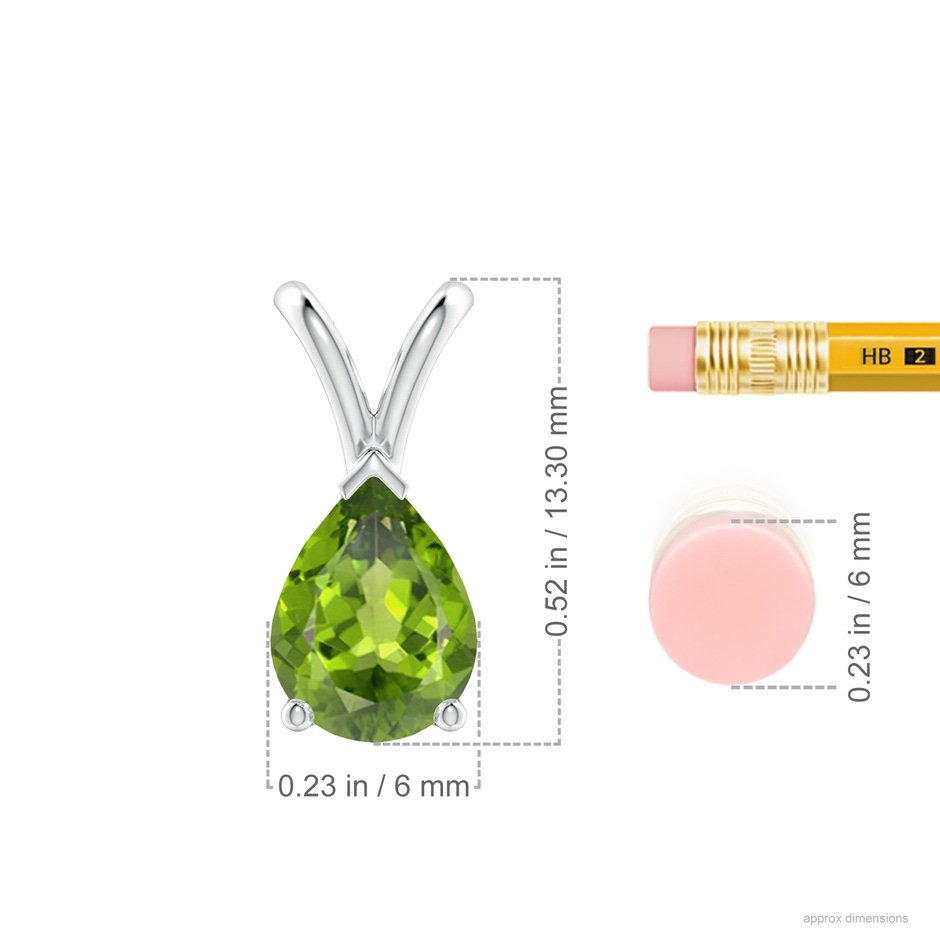 8x6mm AAA V-Bale Pear-Shaped Peridot Solitaire Pendant in White Gold ruler