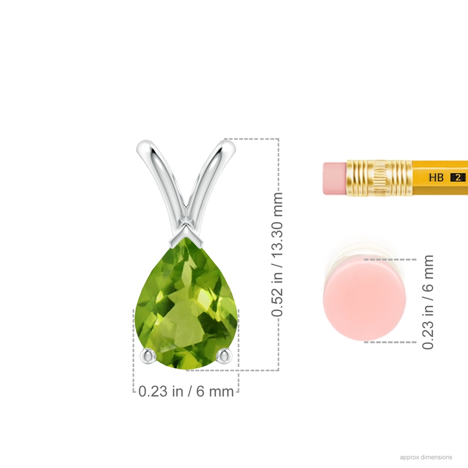 8x6mm AAAA V-Bale Pear-Shaped Peridot Solitaire Pendant in 10K White Gold ruler