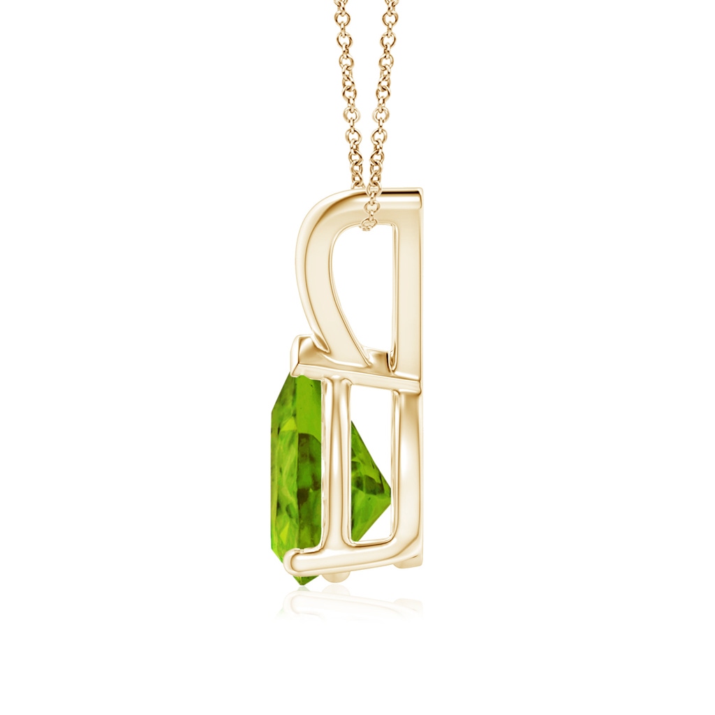8x6mm AAAA V-Bale Pear-Shaped Peridot Solitaire Pendant in Yellow Gold Side 1
