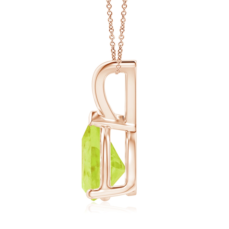 9x7mm A V-Bale Pear-Shaped Peridot Solitaire Pendant in 18K Rose Gold side 199