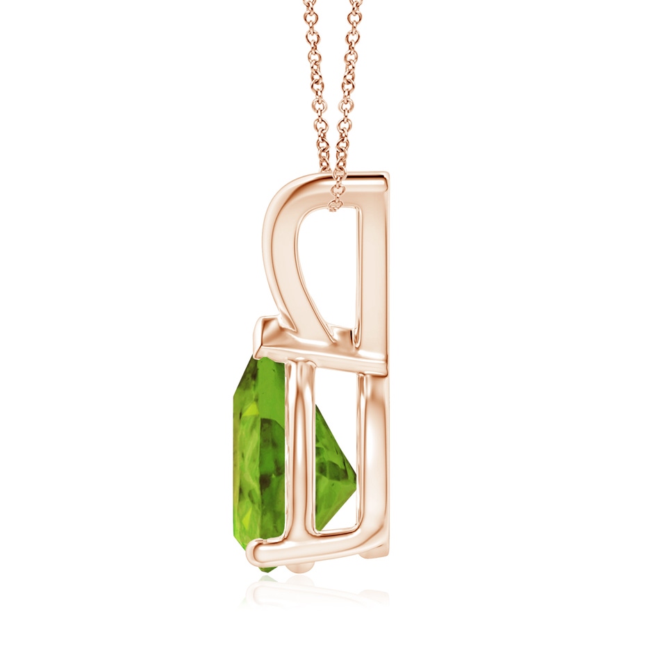 9x7mm AAA V-Bale Pear-Shaped Peridot Solitaire Pendant in Rose Gold side 199
