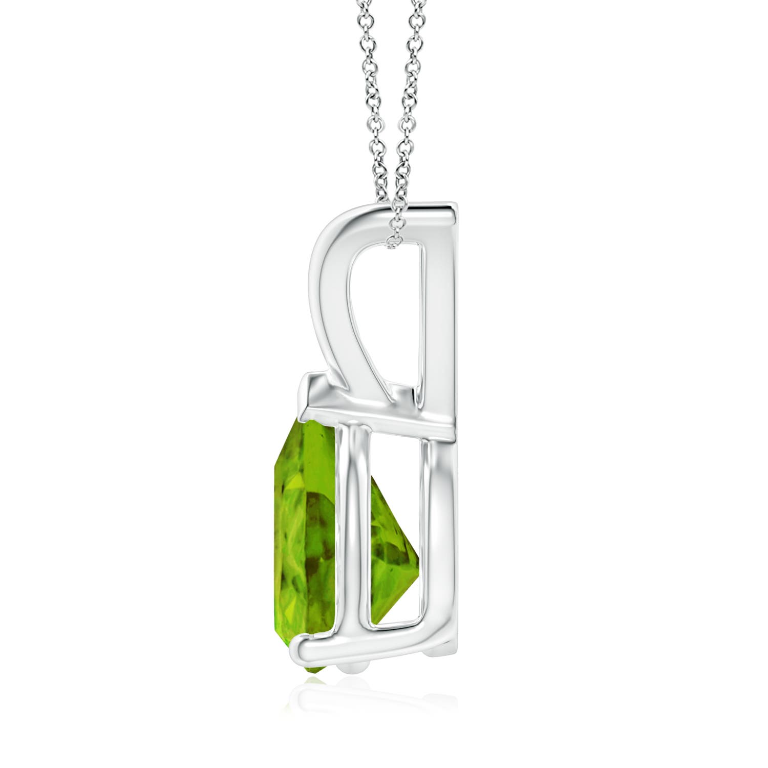 9x7mm AAAA V-Bale Pear-Shaped Peridot Solitaire Pendant in P950 Platinum