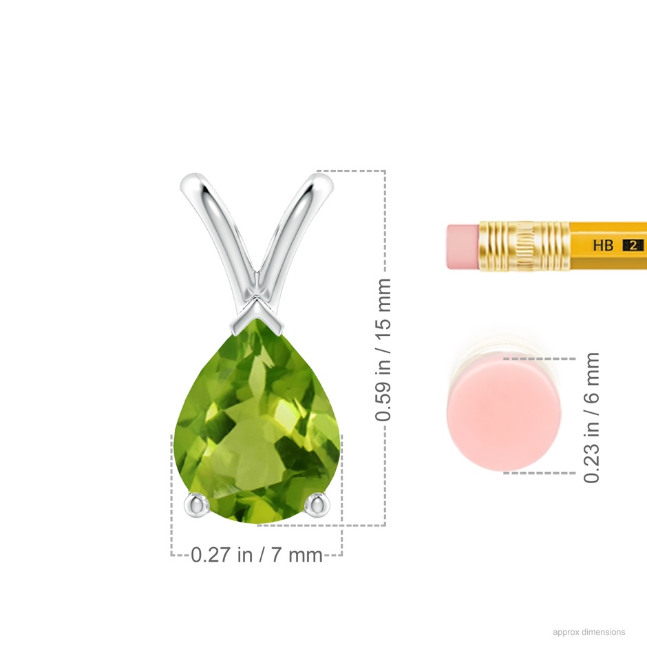 9x7mm AAAA V-Bale Pear-Shaped Peridot Solitaire Pendant in P950 Platinum ruler