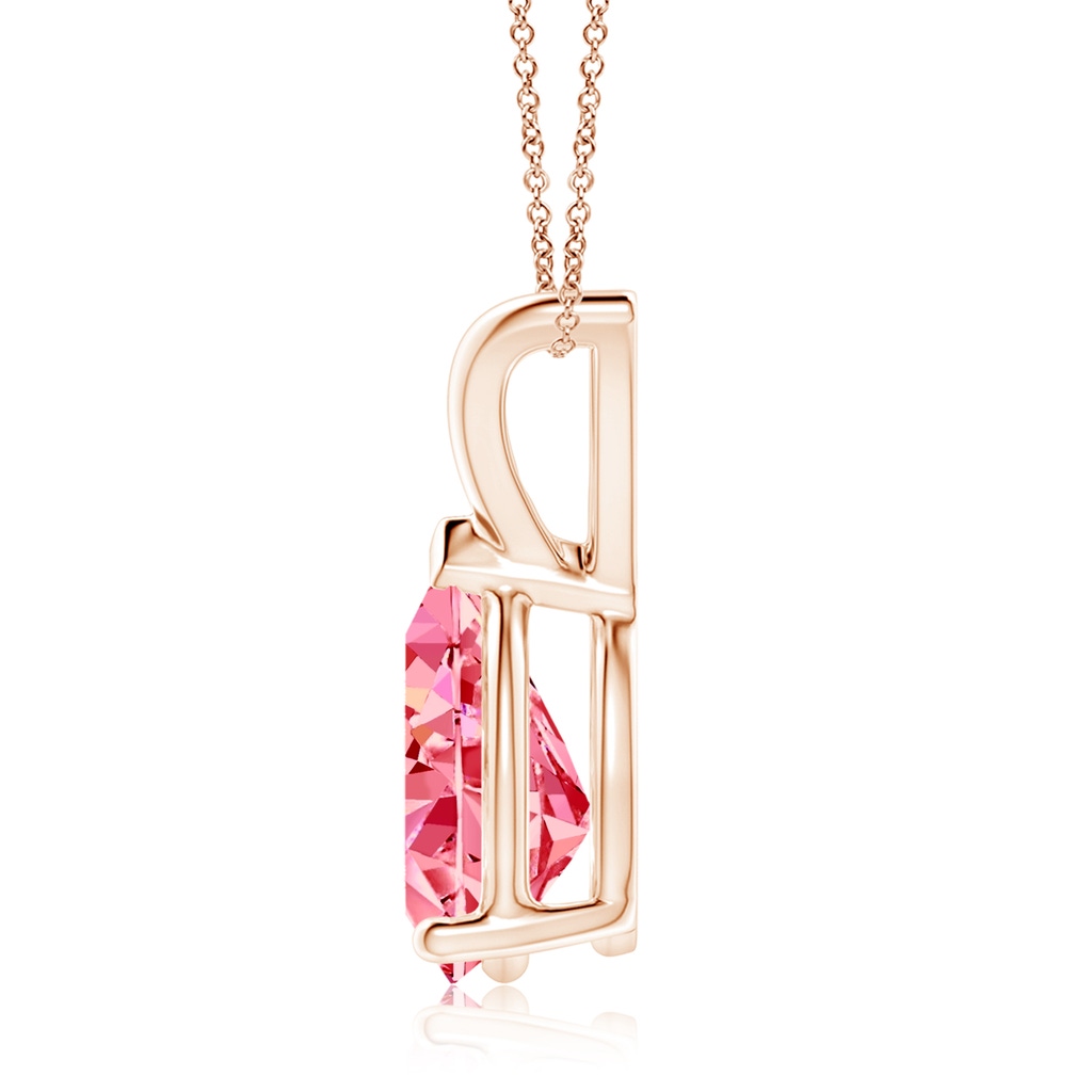 10x6.5mm AAAA V-Bale Pear-Shaped Fancy Intense Pink Diamond Solitaire Pendant in Rose Gold - side 199