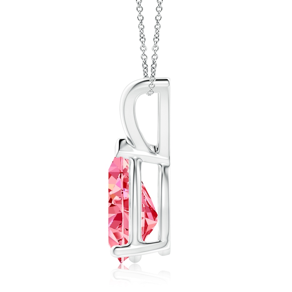 10x6.5mm AAAA V-Bale Pear-Shaped Fancy Intense Pink Diamond Solitaire Pendant in White Gold - side 199