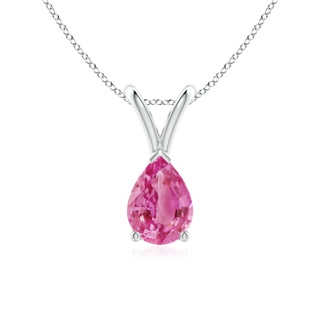 7x5mm AAA V-Bale Pear-Shaped Pink Sapphire Solitaire Pendant in S999 Silver