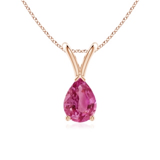 7x5mm AAAA V-Bale Pear-Shaped Pink Sapphire Solitaire Pendant in 9K Rose Gold