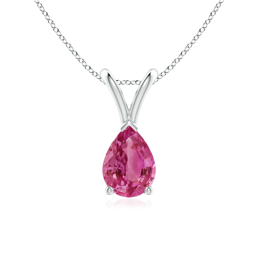7x5mm AAAA V-Bale Pear-Shaped Pink Sapphire Solitaire Pendant in P950 Platinum
