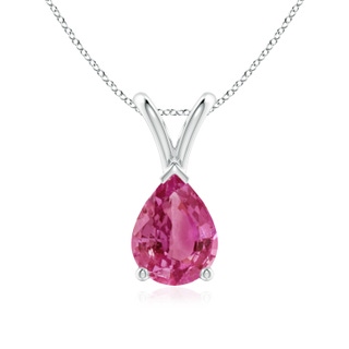 8x6mm AAAA V-Bale Pear-Shaped Pink Sapphire Solitaire Pendant in P950 Platinum