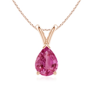 8x6mm AAAA V-Bale Pear-Shaped Pink Sapphire Solitaire Pendant in Rose Gold