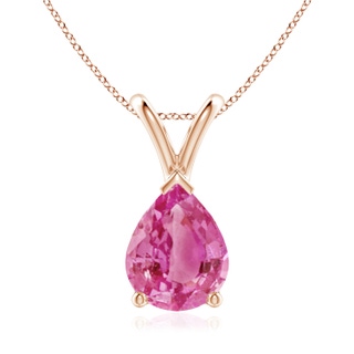 9x7mm AAA V-Bale Pear-Shaped Pink Sapphire Solitaire Pendant in Rose Gold