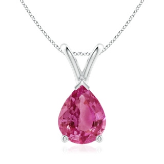 9x7mm AAAA V-Bale Pear-Shaped Pink Sapphire Solitaire Pendant in P950 Platinum