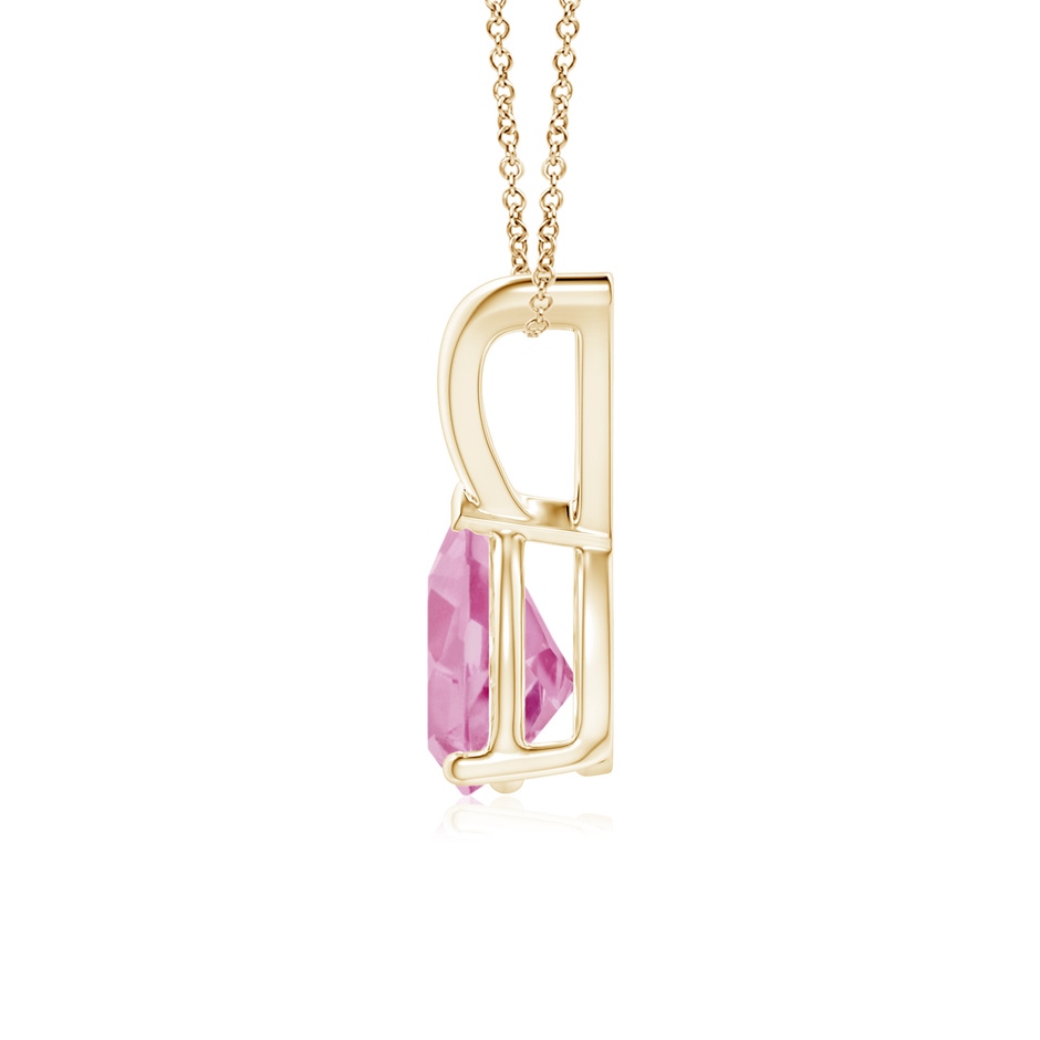 7x5mm A V-Bale Pear-Shaped Pink Tourmaline Solitaire Pendant in Yellow Gold side 199