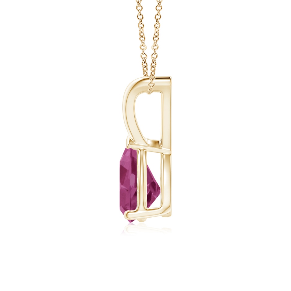 7x5mm AAAA V-Bale Pear-Shaped Pink Tourmaline Solitaire Pendant in 18K Yellow Gold side 199