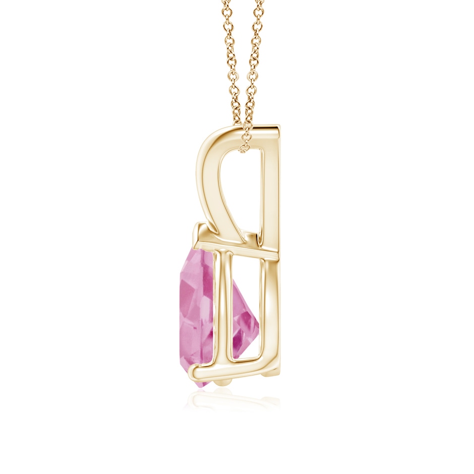 8x6mm A V-Bale Pear-Shaped Pink Tourmaline Solitaire Pendant in Yellow Gold side 199