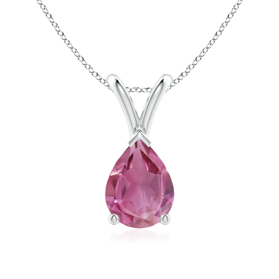 8x6mm AAA V-Bale Pear-Shaped Pink Tourmaline Solitaire Pendant in S999 Silver 