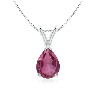 8x6mm AAAA V-Bale Pear-Shaped Pink Tourmaline Solitaire Pendant in P950 Platinum