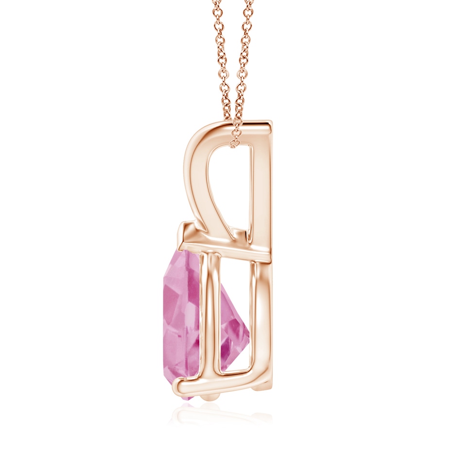 9x7mm A V-Bale Pear-Shaped Pink Tourmaline Solitaire Pendant in Rose Gold side 199
