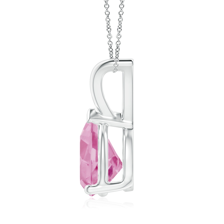 9x7mm A V-Bale Pear-Shaped Pink Tourmaline Solitaire Pendant in White Gold side 199