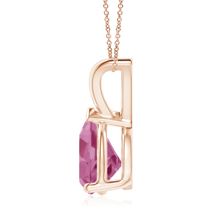 9x7mm AAA V-Bale Pear-Shaped Pink Tourmaline Solitaire Pendant in 18K Rose Gold side 199