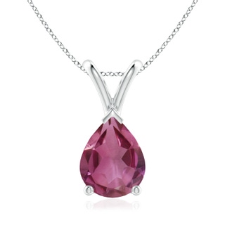 9x7mm AAAA V-Bale Pear-Shaped Pink Tourmaline Solitaire Pendant in P950 Platinum