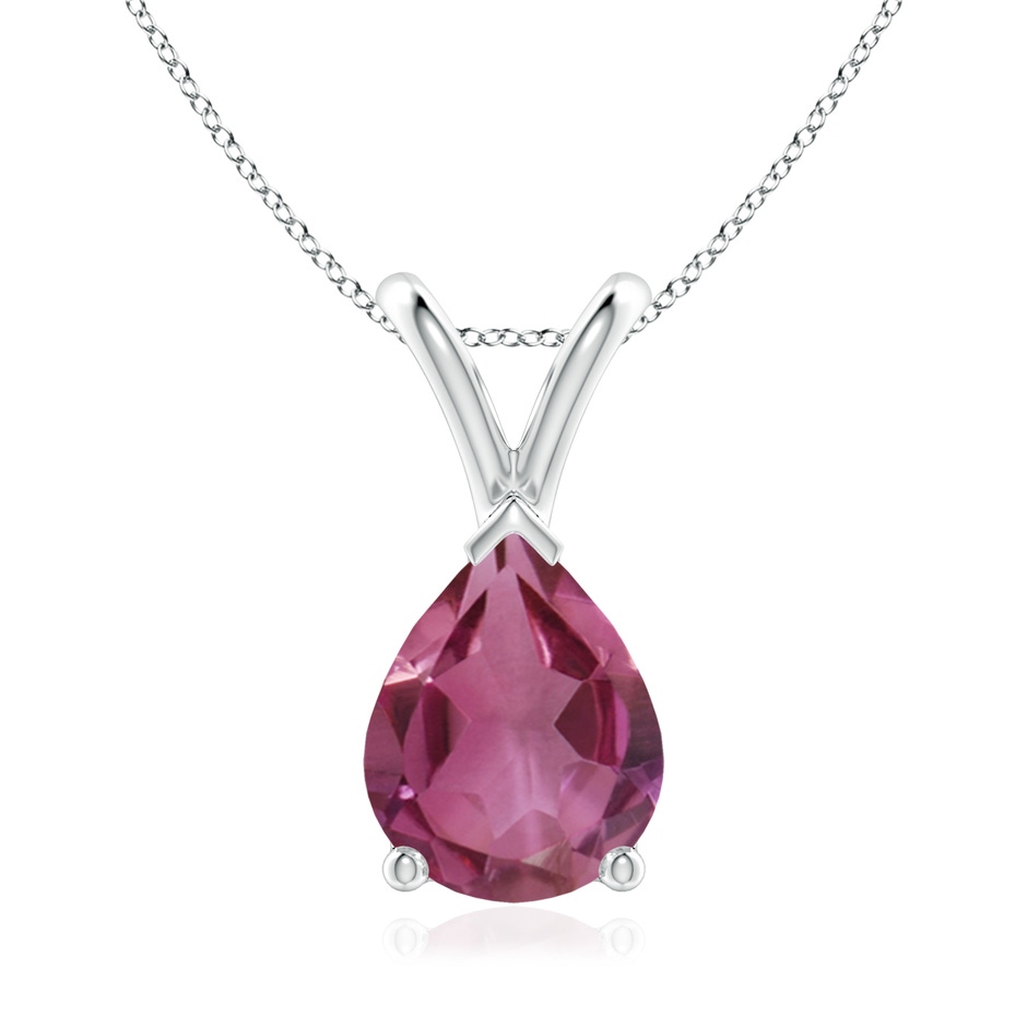 9x7mm AAAA V-Bale Pear-Shaped Pink Tourmaline Solitaire Pendant in P950 Platinum 
