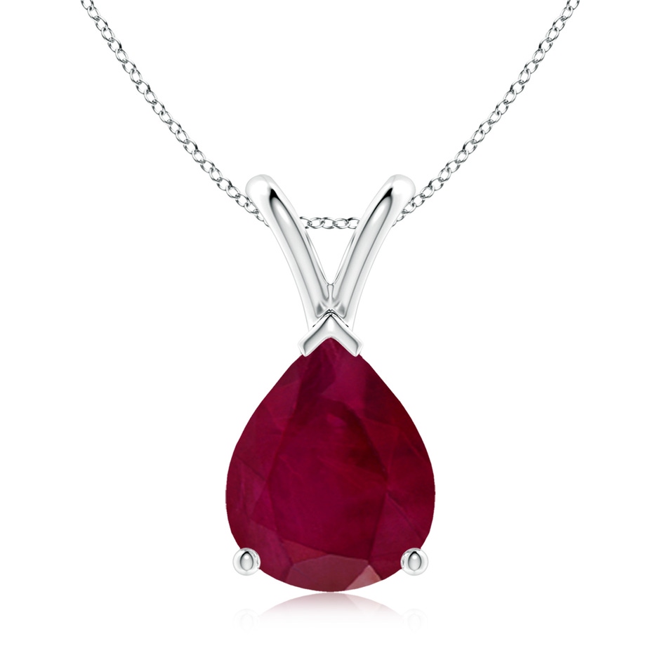 10x8mm A V-Bale Pear-Shaped Ruby Solitaire Pendant in P950 Platinum 