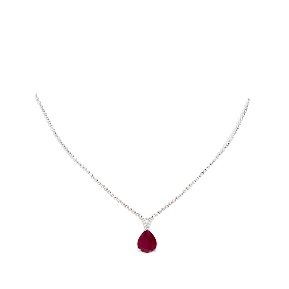 10x8mm A V-Bale Pear-Shaped Ruby Solitaire Pendant in P950 Platinum pen