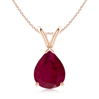 10x8mm A V-Bale Pear-Shaped Ruby Solitaire Pendant in Rose Gold