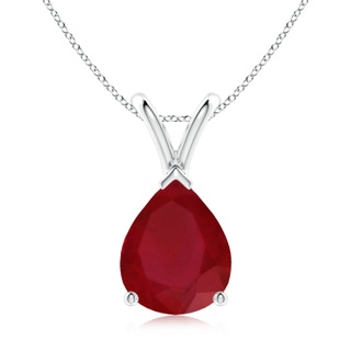 10x8mm AA V-Bale Pear-Shaped Ruby Solitaire Pendant in P950 Platinum