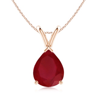 10x8mm AA V-Bale Pear-Shaped Ruby Solitaire Pendant in Rose Gold