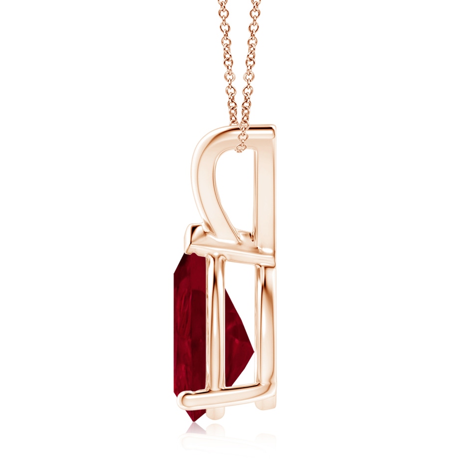 10x8mm AA V-Bale Pear-Shaped Ruby Solitaire Pendant in Rose Gold side 199