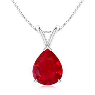 10x8mm AAA V-Bale Pear-Shaped Ruby Solitaire Pendant in P950 Platinum