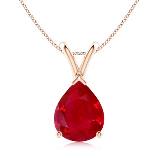 10x8mm AAA V-Bale Pear-Shaped Ruby Solitaire Pendant in Rose Gold