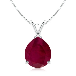 12x10mm A V-Bale Pear-Shaped Ruby Solitaire Pendant in P950 Platinum