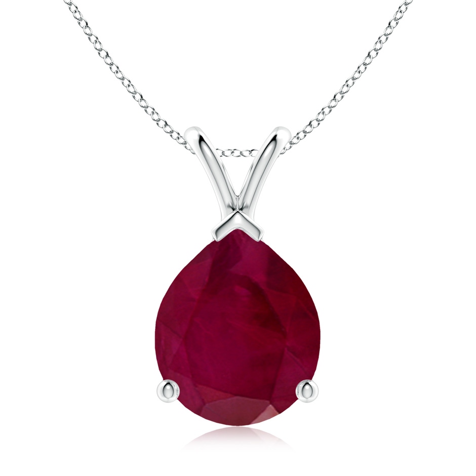 12x10mm A V-Bale Pear-Shaped Ruby Solitaire Pendant in P950 Platinum 