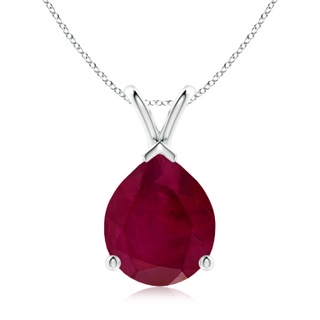 12x10mm A V-Bale Pear-Shaped Ruby Solitaire Pendant in S999 Silver